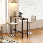 Conjunto de 2 Bancos de Bar Giratórios com Altura Ajustável Estofados em Tecido Tipo Linho com Base em Aço 41x47,5x81 - 102 cm Bege