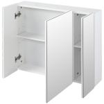 Armário de Casa de Banho com 3 Portas com Espelho Armário de Parede com Prateleiras Internas Ajustáveis 70x15x60 cm Branco