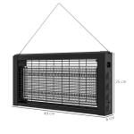 Lâmpada Anti - Mosquitos com Luz LED Mata Mosquitos Elétrico 8W Efetivo para 60 m² com Corrente para Interior Jardim Terraço Pátio 49x6x25 cm Preto