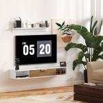 Móvel de TV Sala de Estar com Prateleira de Parede Armário Orifícios para Cabos para Televisão de Parede 120x24x16 cm Branco