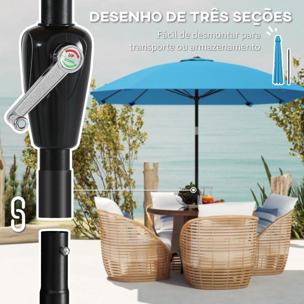 Chapéu de Sol de Exterior 233x233 cm Chapéu de Sol de Jardim com Ângulo Ajustável Impermeável Azul