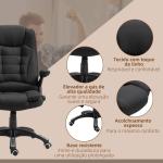 Cadeira para Secretaria c/ 6 Pontos de Massagem Reclinável até 130° com Aquecimento Preto