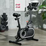 Bicicleta Estática com Ecrã LCD Assento e Guiador Ajustáveis Volante 4 kg e Porta Garrafa 93x48,5x102 - 112 cm Preto