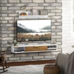 Móvel de TV Sala de Estar com Prateleira de Parede Armário Orifícios para Cabos para Televisão de Parede 120x24x16 cm Branco