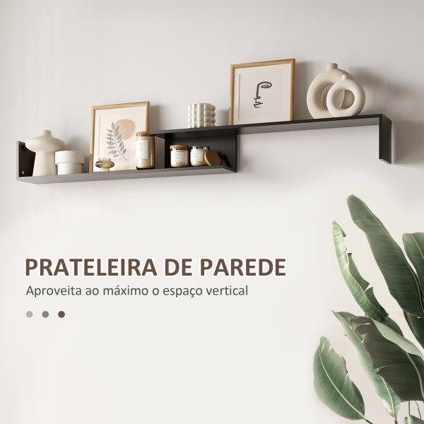 Móvel de TV Moderno Móvel para Televisores 153,6x25x42cm e Prateleira de Parede 150x14,5x16,3 cm Preto