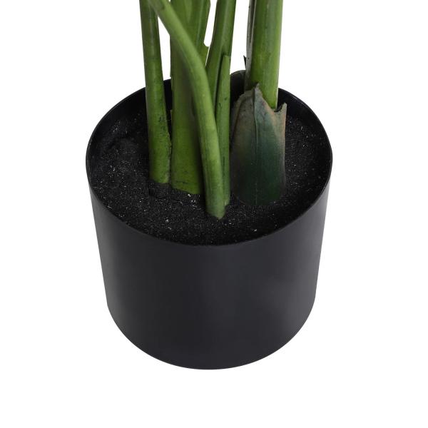 Planta Artificial de Decoração Planta Palmeira Artificial com Vaso 7 Folhas para Exterior e Interior Ø15x120cm Verde