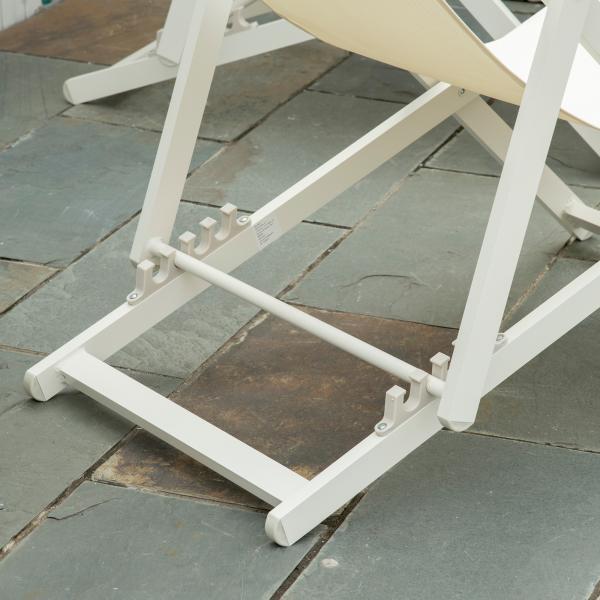 Conjunto de 2 Espreguiçadeiras Dobráveis de Alumínio com Encosto Ajustável em 5 Posições e Apoio de Cabeça 60x100x85 cm Branco