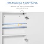 Armário Casa de Banho com Espelho e Luz LED 2 Prateleiras de Armazenamento e Interruptor Tátil 50x15x60cm Branco