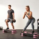 Step para Exercício Aeróbico Plataforma Step com Altura Ajustável em 3 Níveis 80x31x10 - 20 cm Rosa e Preto