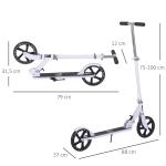 Trotinete Dobrável para Crianças de 7 a 14 Anos Trotinete Infantil com Guiador Ajustável em 4 Níveis e Travão 88x37x75 - 100cm Branco