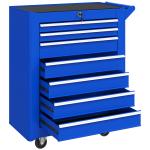 Carrinho de Ferramentas com 7 Gavetas Carrinho de Oficina com Fechadura Pega 2 Rodas com Travão 69x33x75 cm Azul