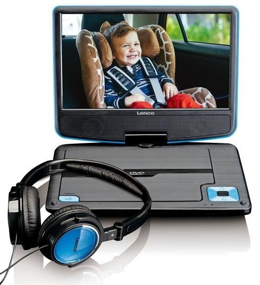 Leitor de DVD Portátil + Auscultadores DVP 910 9 (Azul) - LENCO
