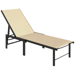 Espreguiçadeira Reclinável de Jardim Exterior com Encosto Ajustável em 4 Posições e Estrutura de Aço, 166x60x84 cm, Caqui