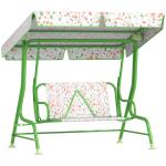 Baloiço de Jardim para Crianças com 2 Lugares Toldo Ajustável Cinto de Segurança e Desenho de Borboletas 112x75x120 cm Verde