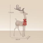 Reno Luminoso de Natal Decoração de Natal com 137 LEDs Branco Quente Iluminação Natalícia 66x25x135 cm Dourado