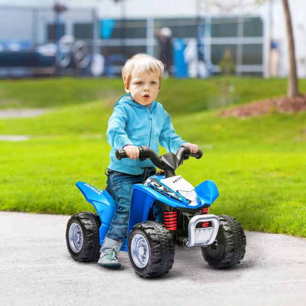 Quadriciclo Elétrico HONDA para Crianças de 18 - 36 Meses Quadriciclo Elétrico Infantil a Bateria 6V com Faróis LED Buzina Velocidade de 2,8km/h e Avance 65,5x35,5x43,5cm Azul