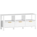 Móvel de TV Moderno com 3 Gavetas e 3 Prateleiras Abertas para Televisores de 43 - 55 Polegadas 120x39,5x50 cm Branco