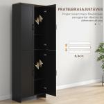 Armário de Cozinha com 4 Portas e Prateleiras Ajustáveis Anti - Tombo 60x30x170,5 cm Preto