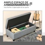 Banco de Armazenamento Acolchoado Banco Estofado em Linho Tampa com Abertura 125x49x41,5 cm Cinza
