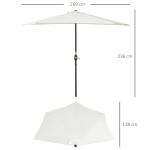 Chapéu de Sol Semicircular 269x138x236cm Chapéu de Sol à Manivela para Jardim Terraço Pátio Piscina Creme