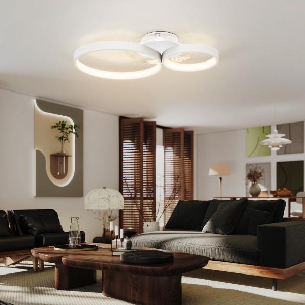 Candeeiro de Teto LED 40W Candeeiro Moderno com Iluminação LED 3000K/4000K/6500K 59x38x7,4 cm Branco