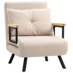 Poltrona Convertível em Cama Poltrona 3 em 1 Convertível em Cama com Encosto Ajustável em 5 Níveis 63x73x81 cm Bege
