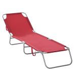 Espreguiçadeira Dobrável Espreguiçadeira de Jardim com Encosto Ajustável em 5 Posições para Terraço 187x55x24 cm Vermelho