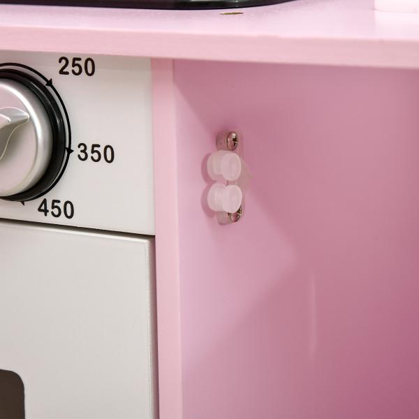 Cozinha Infantil para Crianças acima de 3 Anos Cozinha Infantil com Luzes Sons Lavatório Fogão e Forno 70x29x90cm Rosa