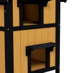 Casa para Gatos de Madeira com Suporte para Flores de 2 Níveis e Teto Asfáltico 96x65x85,5 cm Madeira e Preto