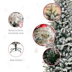 Árvore de Natal Ø95x210cm Neve Artificial com 784 Pontas de Ramos Ignífugos e Suporte de Aço Decoração de Natal para Interiores Verde e Branco