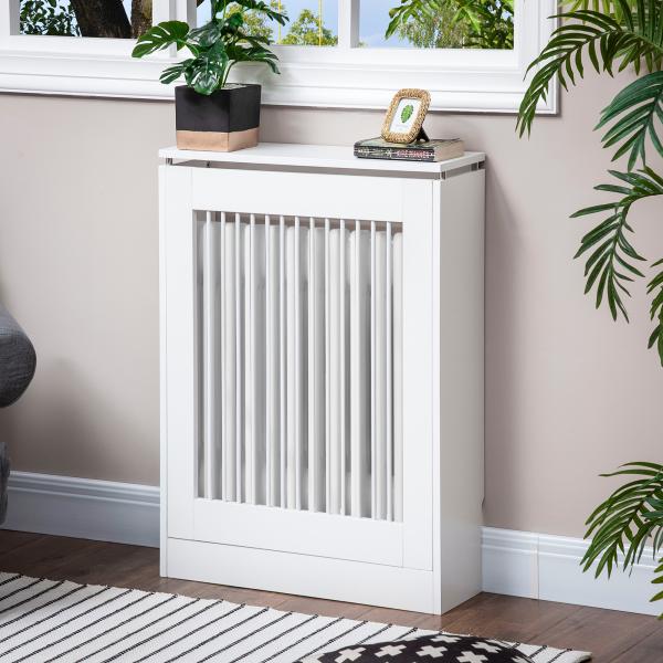 Cobertura de Radiador Moderno de MDF com Prateleira Superior para Sala de Estar Dormitório Escritório 60x18x84 cm Branco