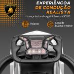 2 em 1 Carro Andador para Crianças 12 - 36 Meses Lamborghini Essenza SCV2 Carro Andador com Buzina Guiador e Grade de Segurança Removível 86,5x40x89,5cm Branco e Preto