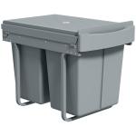 Balde do Lixo Sob o Balcão Balde do Lixo de Cozinha 2 Contentores de Reciclagem Removíveis 2 x 20 L 52x33,5x41 cm Cinzento
