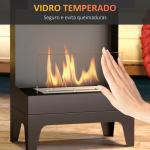 Lareira de Bioetanol com Depósito de 0,9L Apagador de Chamas de Aço Inoxidável Tempo de Combustão 3,3H para Interiores 15 - 20 m² 38x22x54 cm Preto