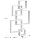 Estante de Parede com 5 Cubos Estante Flutuante de Madeira Estilo Moderno 49,5x10,2x86cm Branco