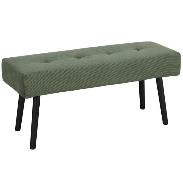 Banco de Pé de Cama em Bombazina com Assento Acolchoado, Design Capitoné e Pernas de Aço para Quarto Branco Verde