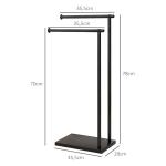 Toalheiro de Pé de 2 Níveis Toalheiro Casa de Banho com Estrutura de Metal Toalheiro em Forma de L 35,5x20x78 cm Preto