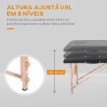 Marquesa de Massagem Dobrável Portátil com Apoio para a Cabeça Altura Ajustável e Bolsa de Transporte 186x60x58 - 81 cm Preto