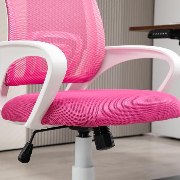 Cadeira de Escritório de Malha Giratória com Altura Ajustável Função Basculante e Apoio para os Braços 57x55x89 - 109 cm Rosa