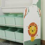 Estante Infantil para Brinquedos com 6 Caixas de Tecido Não Tecido Organizador de Brinquedos com 2 Prateleiras 63x30x71 cm Verde