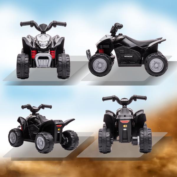 Quadriciclo Elétrico HONDA para Crianças Bateria 6V com Faróis LED Buzina Velocidade de 2,8km/h 65,5x35,5x43,5 cm Branco e Preto