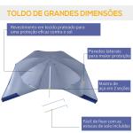 Chapéu de Sol de Praia com Painéis Laterais Tipo Tenda Chapéu de Sol para Praia com Proteção UV50 Φ210x222cm Azul