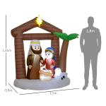 Presépio Insuflável de Natal Decoração Insuflável Natalícia com Luzes LED e Insuflador para Exterior 150x90x185 cm Multicor
