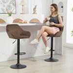 Conjunto de 2 Bancos de Bar Giratórios Bancos Altos de Cozinha com Altura Ajustável 50,5x50x87 - 107 cm Marrom
