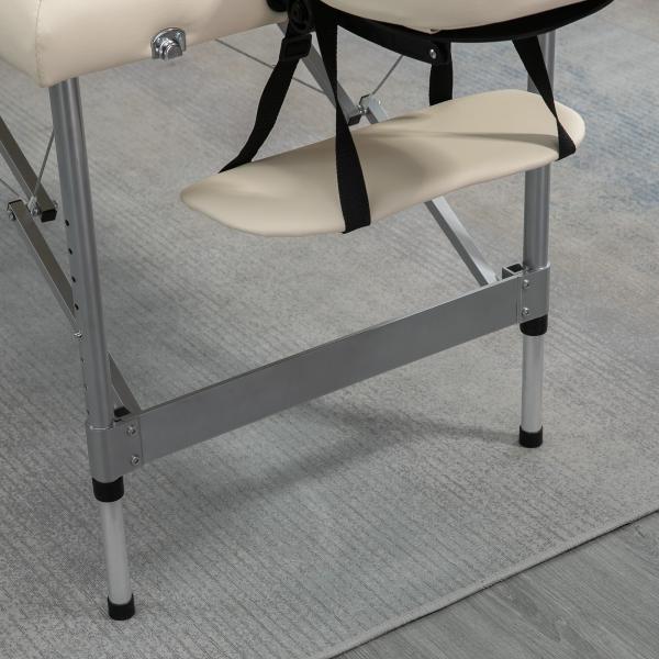 Marquesa de Massagem Dobrável com Altura Ajustável 7 Níveis Apoio de Cabeça e Apoio de Braços 185x70x58 - 82 cm Bege