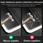 Espelho de Casa de Banho com Luz LED 80x60 cm Bluetooth 3 Cores de Luz Relógio Digital Função Antiembaciamento Função de Memória Prata