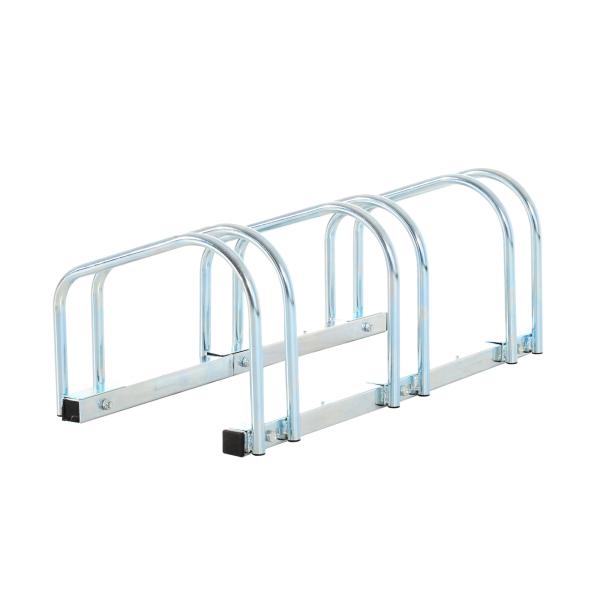 Estacionamento para 3 Bicicletas Suporte de Aço para Estacionar Bicicletas no Chão para Interior e Exterior 76x33x27cm Prata