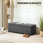 Banco de Arrumação Capacidade de 84 L Estofado em Veludo Banco Pé de Cama para Dormitório 112x42x40 cm Cinza