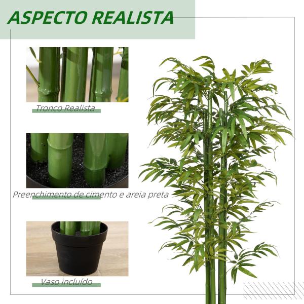 Planta Artificial Bambu Artificial para Interiores e Exteriores Decoração de Sala de Estar Escritório Ø17x180 cm Verde