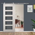 Ferragens para Porta Corredeira Kit de Acessórios para Porta Corredeira com Trilho de Aço Inoxidável Ø2,5x200cm Prata